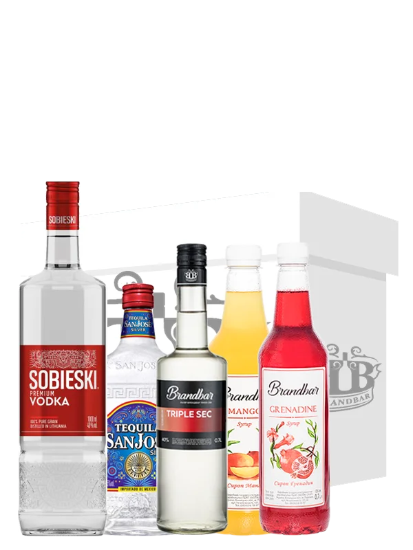 Брендбар сет для коктейлів “Міцний + 2 сиропи + посуд” ТМ Brandbar, 5шт